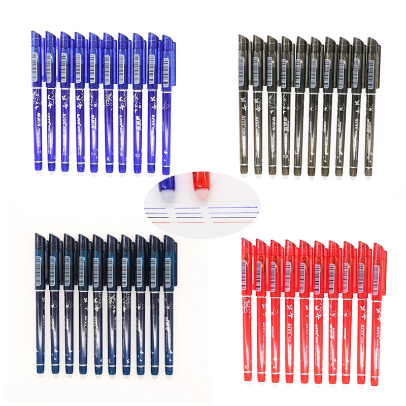 

10pcs Erasable Magic Gel Pen Refill 0.5mm Blue/Black/Ink Blue/Red Ink Pen School Stationery Student Exam Correct Pen