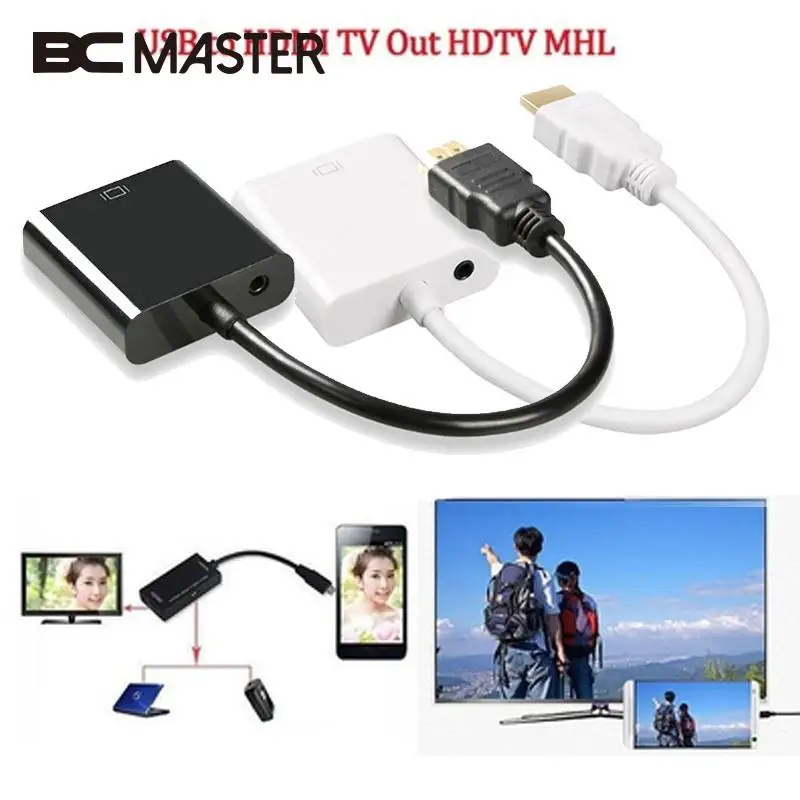Bcmaster HDMI VGA HD 1080 P с аудио Выход кабель адаптер конвертер для HDTV PC Профессиональный