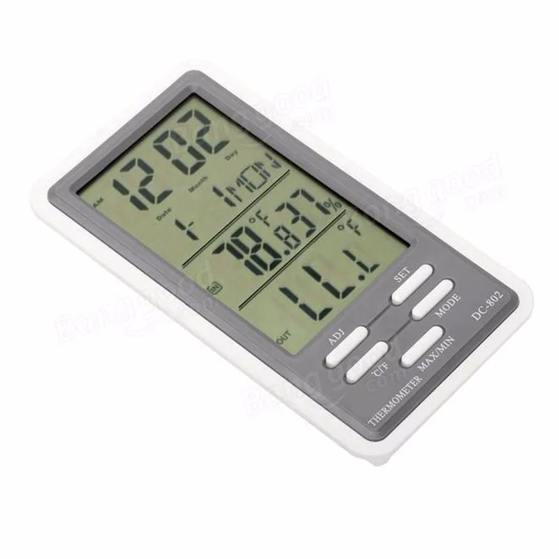 

DANIU DC-802 LCD Digital Thermometer Hygrometer Temperature Humidity Meter Clock Indoor Outdoor With Wired External Sensor