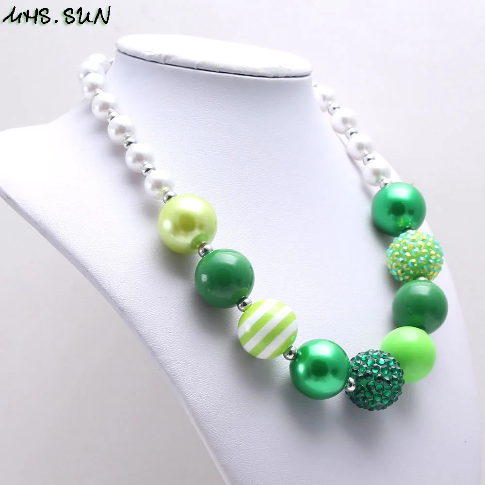 MHS. SUN Модное детское ожерелье зеленого цвета с бусинами для девочек, весеннее стильное детское ожерелье с бусинами, детское массивное ювелирное изделие, Новинка