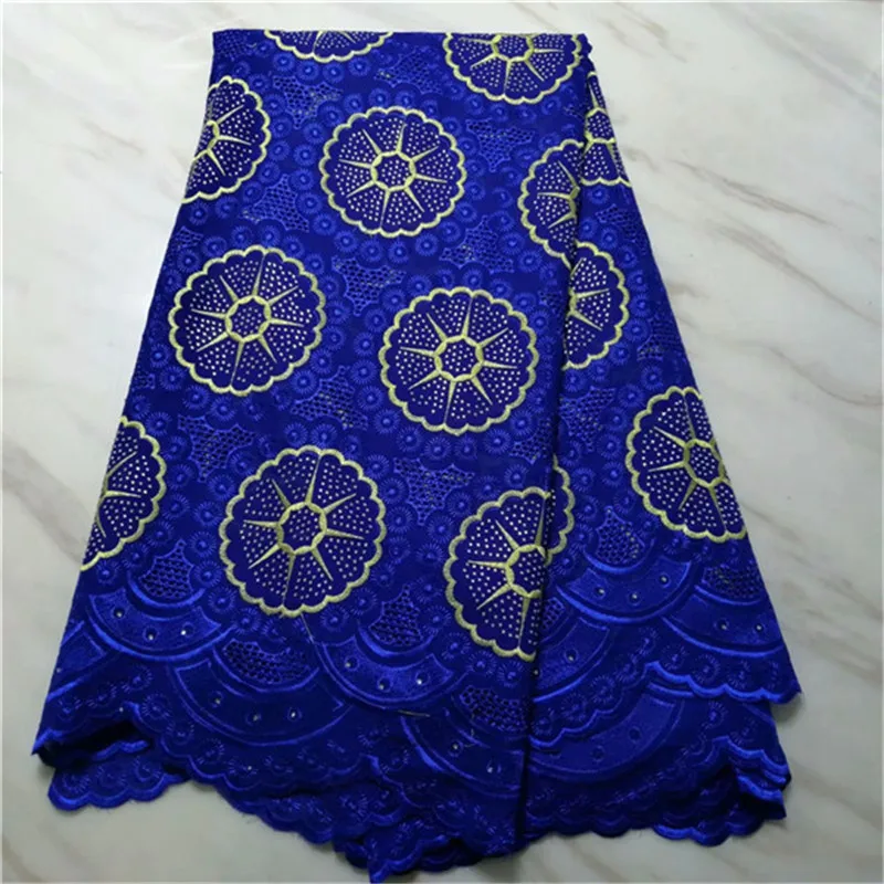 

2019 New Nigeria Swiss Laces High Quality RoyalBlue Swiss Voile Laces Switzerland Cotton African Dry Lace Fabric For Man Women