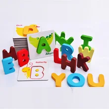 Английский алфавитный распознавание животных изображение Когнитивное обучение карты раннее образование детей Обучающие Развивающие игрушки