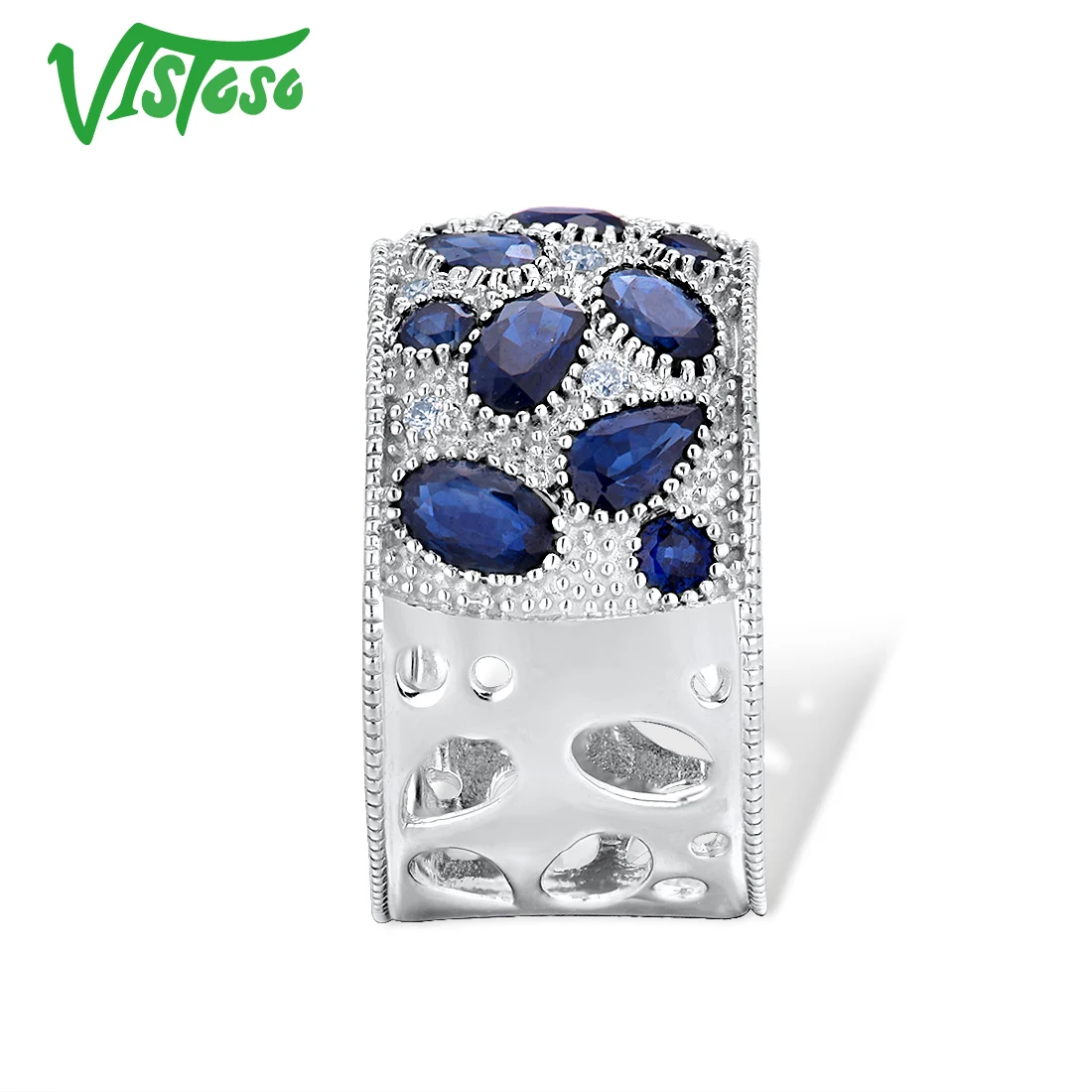 VISTOSO 14 K кольца из белого золота для женщин подлинные сверкающие бриллианты