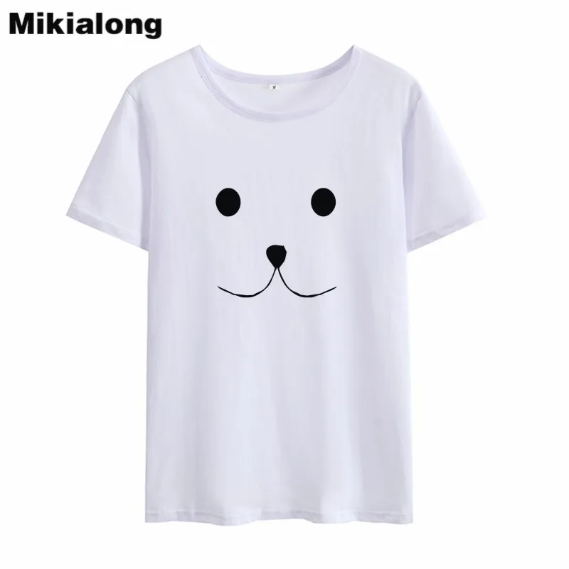 Mikialong/женская футболка с рисунком собаки из мультфильма 2018 Летняя Повседневная
