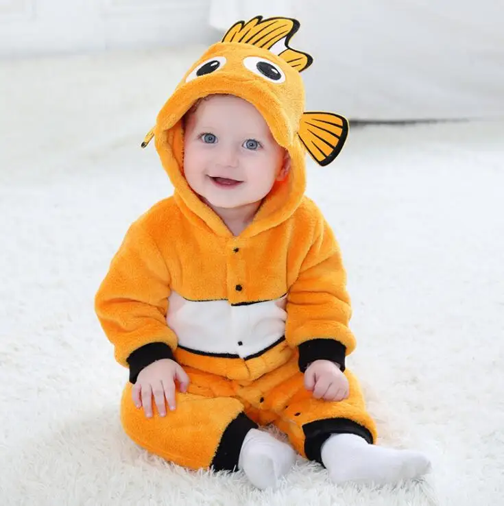 

Animal Kids Clothes Romper Baby Boys Girls Jumpsuits Clownfish Nemo Pajamas Long Sleeves Cosplay Halloween Christmas Costume
