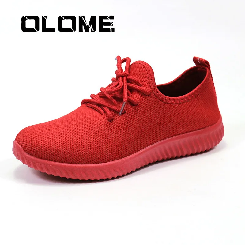 

Olome 2019 Spring New Designer Wedges Red Black Platform Sneakers Women Shoes Casual Air Mesh Female Flats Shoes For Woman