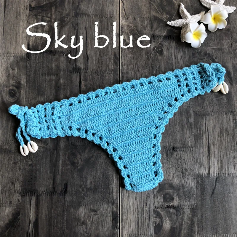 Women Crochet Bikini Top CROCHET BIKINI Women Sexy Crochet Bikini Bottom Boho Thong Swimwear Handmade Swimsuit Knitting Shorts L M S