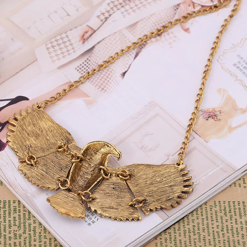 Us 258 20 Offlzhlq Vintage Ethnic Big Eagle Necklace Statement Women Jewelry Gold Colour 2019 Personality Bohemia Style Necklaces Pendants In