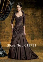 2013 New Two Piece Sexy Sweetheart Appliques Ruffles Taffeta Mother of The Bride Dresses with Free Jacket 211943