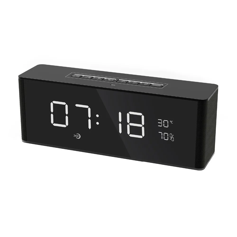 

LED Screen Alarm clock Bluetooth wireless speaker with FM TF Card playback Support voice HD and hands-free calling