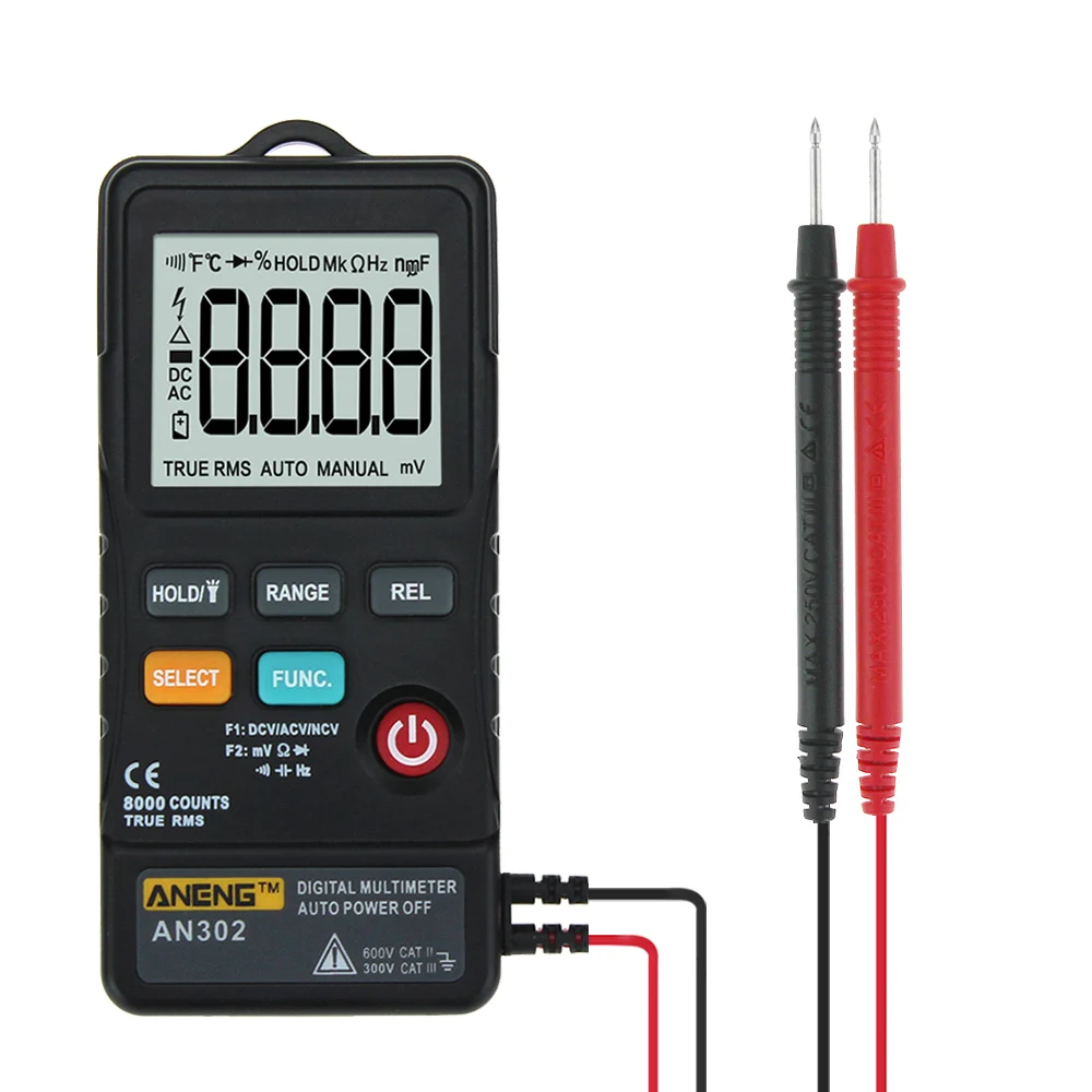 

ANENG AN302 True RMS 8000 Counts Push-button Card Digital Multimeter AC/DC Tester portable digital multimeter card type 8000