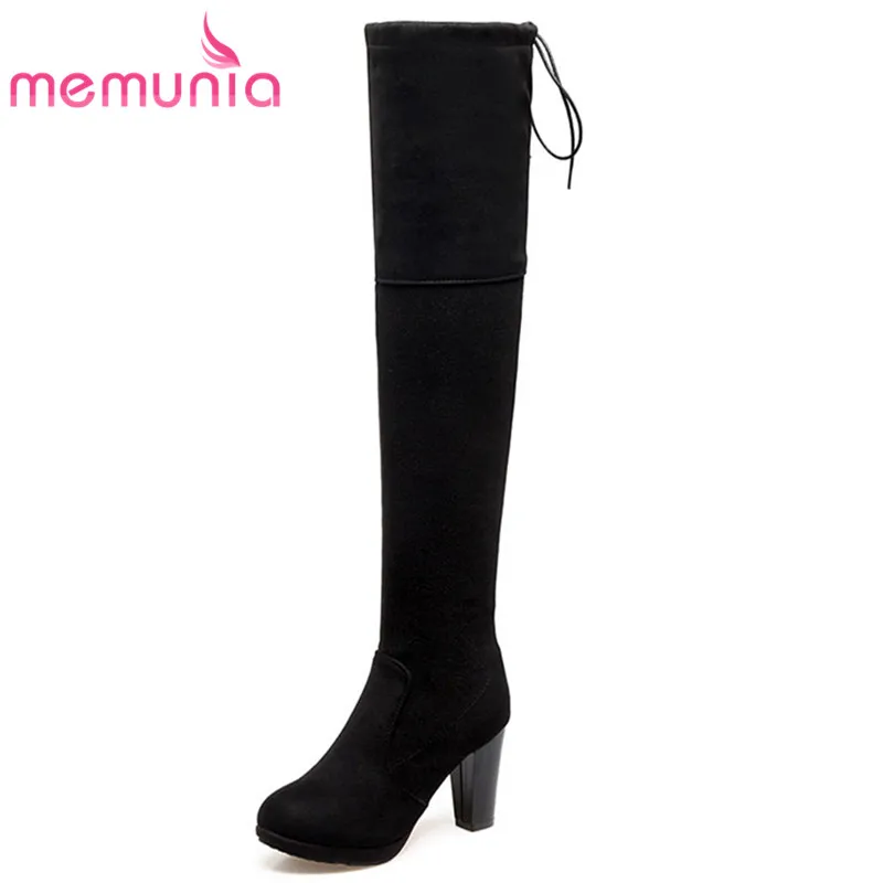 

MEMUNIA 2020 new over the knee boots fashion lace up round toe boots autumn winter women boots big size 31-43