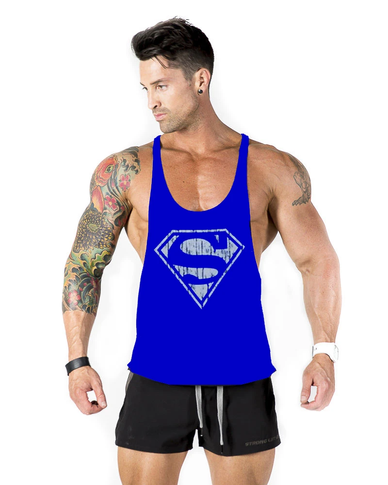 Superman Gym Singlets Tank Top Men Bodybuilding Fitness Gymshark Stringer  Glods Gym shark Sports Clothes 100% Cotton|clothes hook|cotton  camouflageclothes fall - AliExpress