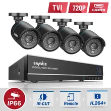 SANNCE 4CH HD 1080P 4IN1 DVR CCTV System 4pcs 720P TVI Security Cameras p2p Outdoor Waterproof Camera Surveillance kit