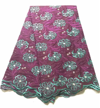 

Latest African cotton lace fabric Swiss voile lace material VCH9(5yards/lot)