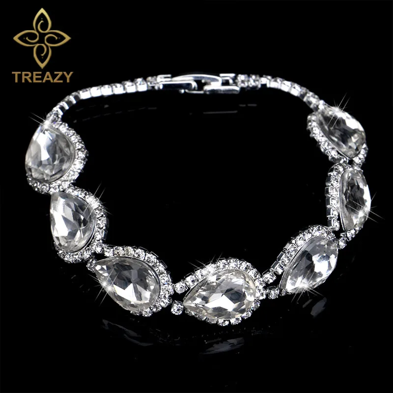 TREAZY Серебряный Цвет Кристалл Браслеты для женщин цветочные свадебные браслеты и браслеты Свадебные обручальные ювелирные изделия - Окраска металла: Style 6