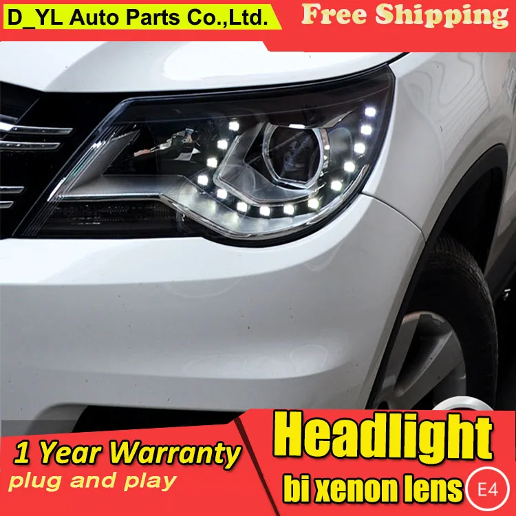 D_YL автомобильный Стайлинг для фар VW Tiguan 2010 2012 светодиодный ная фара DRL линза