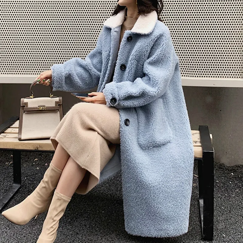 

Streetwear Wool Jacket Real Fur Coat Autumn Winter Coat Women Clothes 2019korean Vintage Sheep Shearling Suede Lining ZT3398