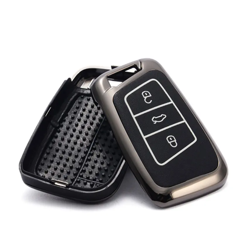 Цинковый сплав + кожаный чехол для автомобильного ключа VW Golf 7 GTI MK7 Octavi A7 Seat Leon Ibiza