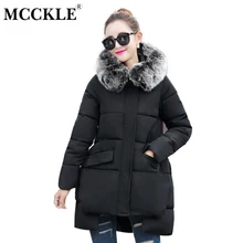 MCCKLE 2017 Winter Women Wool Collar Hooded Jacket Warm Wear High Quality Cotton Padded Outerwear Parka Thickening Wadded Jacket