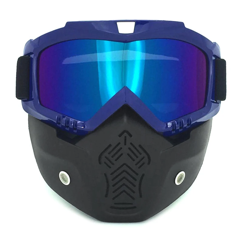 Новая модульная маска для снегохода, съемные очки, фильтр для рта, очки для сноуборда, для мужчин и женщин, ветрозащитные очки для сноуборда, лыжного спорта - Цвет: Синий