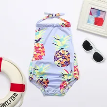 Детский комбинезон для девочек с принтом ананаса, бикини Детский купальник, купальный костюм для девочек, летний купальник, бикини JU28