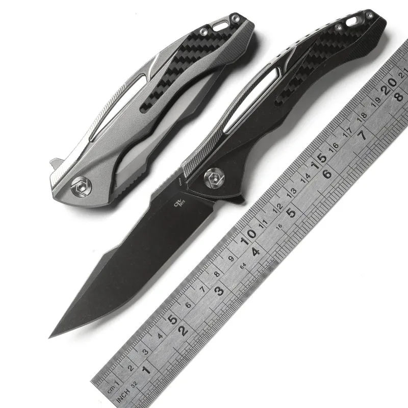 CH 3519 original Flipper folding knife S35VN Blade ball bearings Titanium carbon fibre handle camping pocket knives EDC tools |