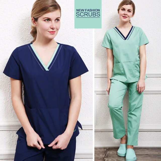 Women Plus Size Medical Uniform Nurse Scrub Set Summer Doctor Nursing