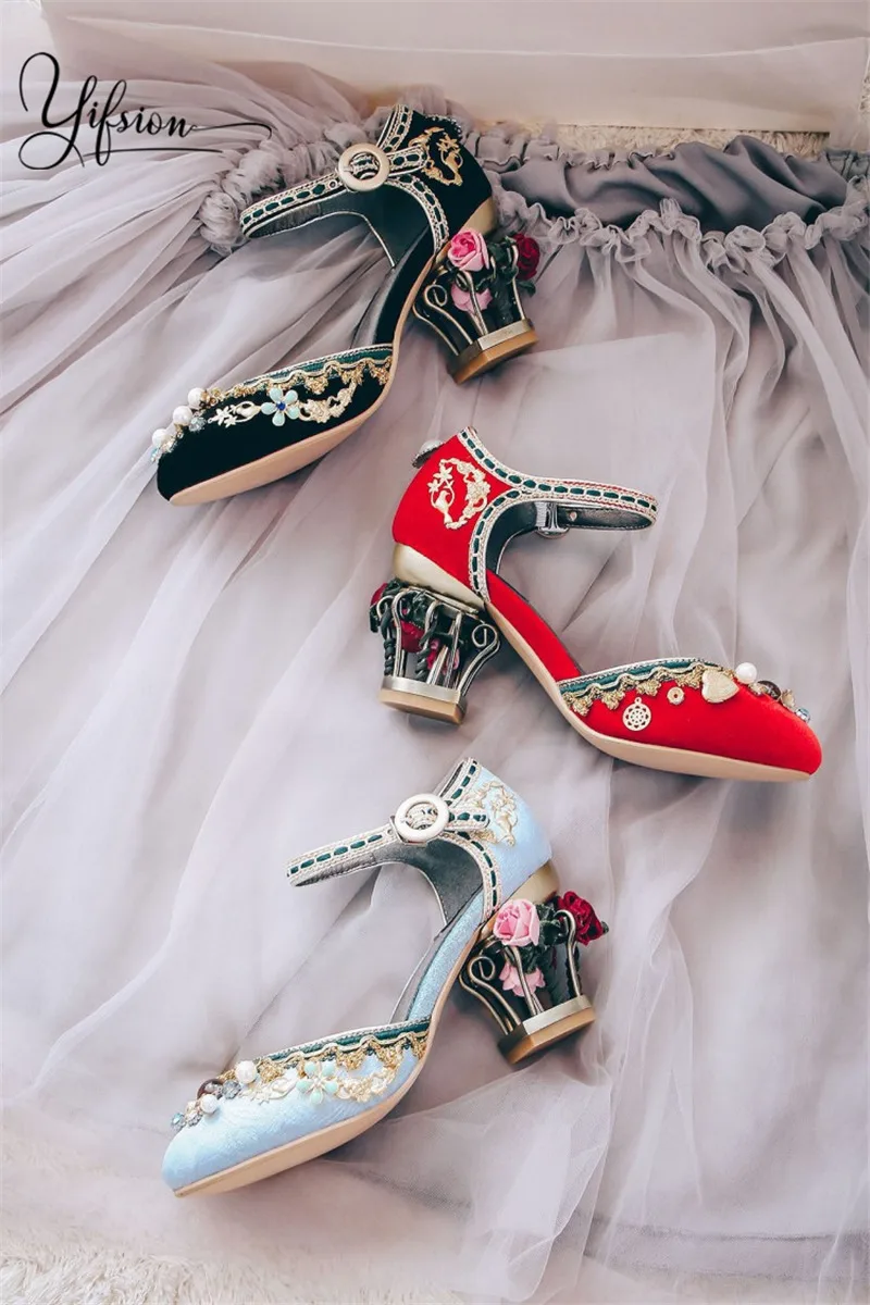 OLOME; Новинка; Цвет черный, красный; женские летние босоножки на металлическом каблуке с цветочным принтом; женские свадебные босоножки с круглым носком и пряжкой на ремешке; женская обувь