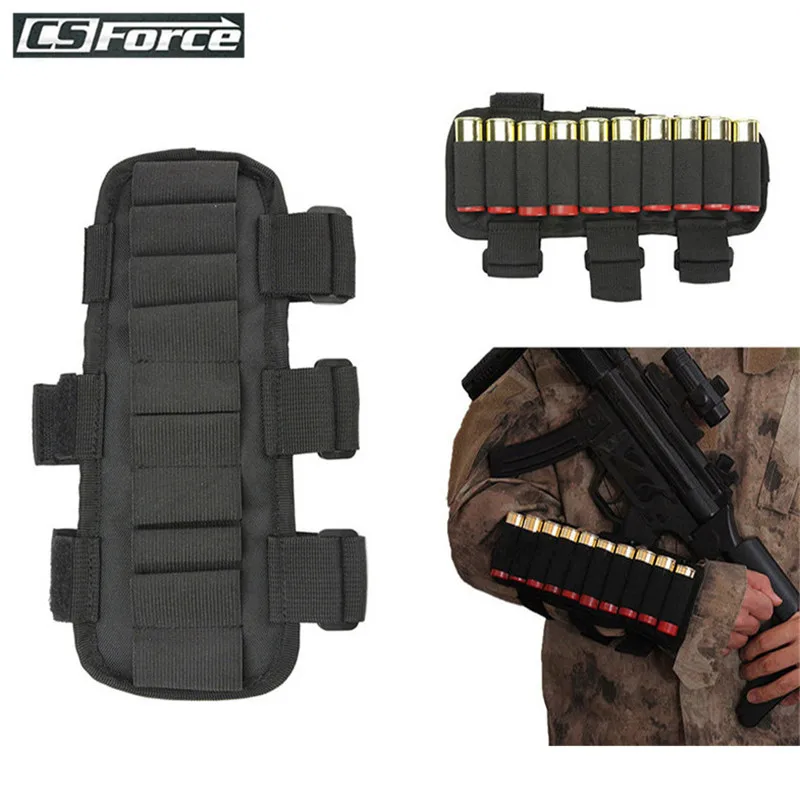 

Tactical 10 Round 12 Gauge/20GA Shotgun Ammo Carrier Arm Band Adjustable Mag Pouch Hunting Cartridge Stock Ammo Shell Holder