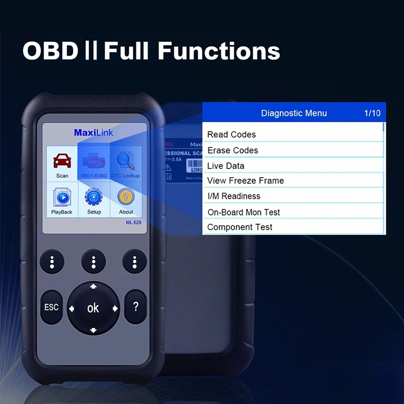 AUTEL MaxiLink ML629 Diagnostic Tool OBD2 Engine Scanner Automotive Tools OBDII Code Reader ABS SRS Upgraded Version of ML619 AUTEL MaxiLink ML629 Diagnostic Tool OBD2 Engine Scanner Automotive Tools OBDII Code Reader ABS SRS Upgraded Version of ML619