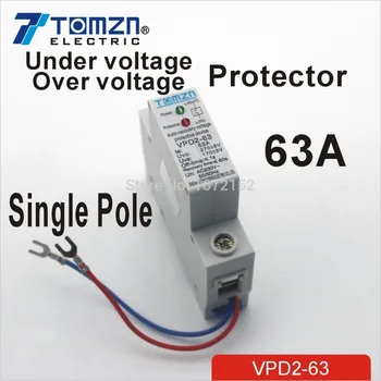 

63A 230V Household single pole automatic recovery reconnect over voltage and under voltage protective device protector
