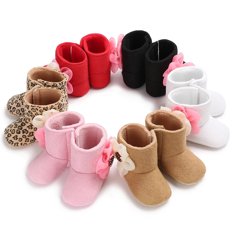 Зимние хлопковый, для новорожденных девочек кроватки теплая обувь новорожденных мягкая подошва сапоги и ботинки для девочек спортивная обувь цветок