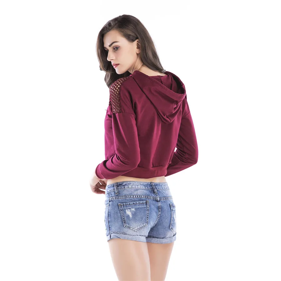 Gladiolus 2018 Spring Autumn Sweatshirt Women Sexy Mesh Hollow Crop Top Long Sleeve Hooded Hoodie Women Tops Pullovers Tracksuit (12)