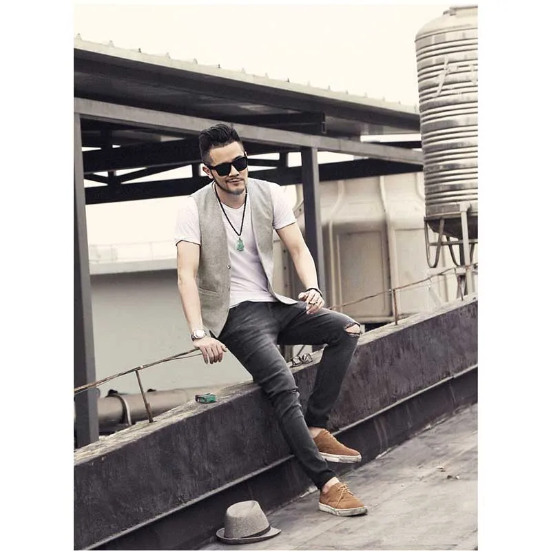 High Fashion Formal Slimming Vest Linen V-Neck Casual Blue Waistcoat Wedding Office Sleeveless Jacket Suit Vest Male Clothes High Fashion Formal Slimming Vest Linen V-Neck Casual Blue Waistcoat Wedding Office Sleeveless Jacket Suit Vest Male Clothes