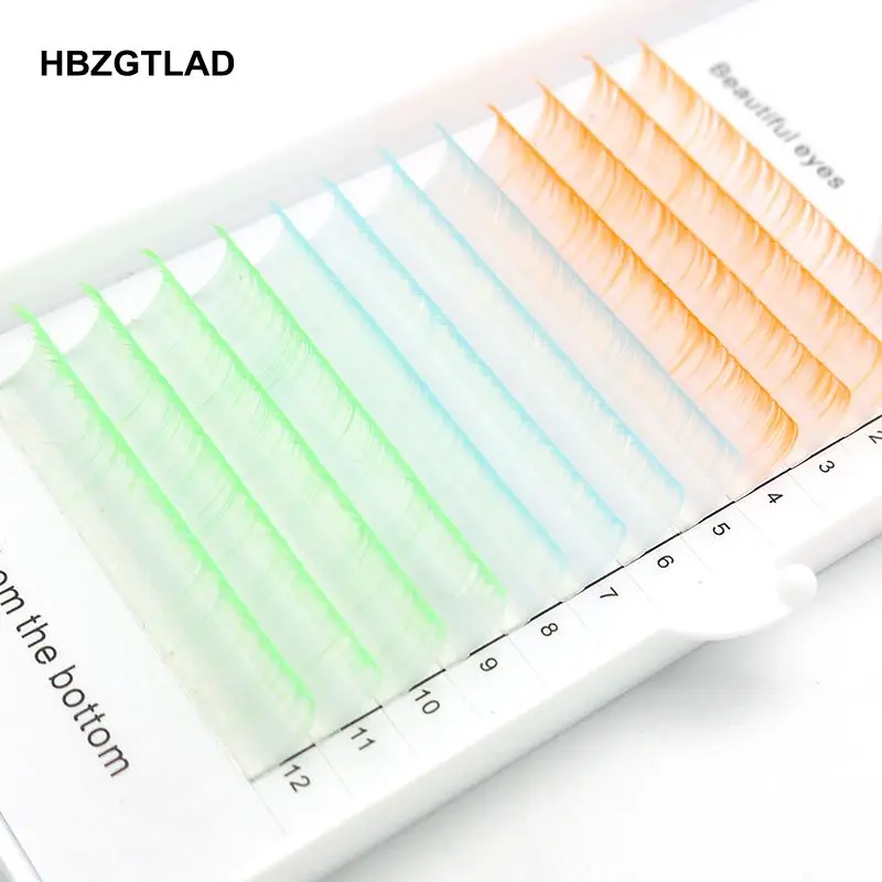 

HBZGTLAD NEW C/D curl 8-15mm false lashes Gradient blue green orange eyelash individual colored lashes Faux eyelash extensions