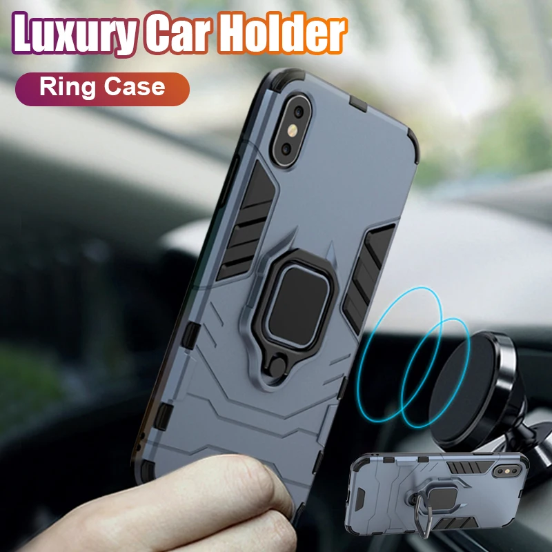 

Luxury Armor Shockproof Case On The For iphone X XR XS Max Full Cover For iphone XR XS Max X Magnetic Car Holder Protective Case