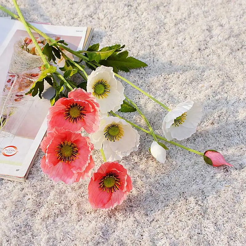 

Mini Poppies Artificial Flower Simulation Silk Fake Flower Home Party Decoration Wedding Photography Decorative Flowers Prop