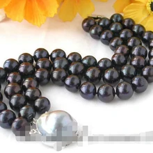 Z2410 3row 11 мм таити черный жемчуг пресноводных браслет mabe благородный стиль естественно прекрасно jewe быстрая