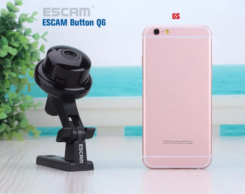 ESCAM Q6 1.0MP Кнопка мини-камера Поддержка Wi-Fi, Двусторонняя голосовая Встроенная TF карта слот, ночное видение домашней безопасности ip-камера