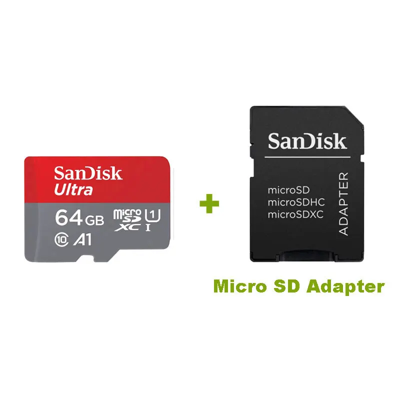 Карта памяти sandisk Ultra 32 Гб 64 Гб 128 ГБ 200 ГБ 256 ГБ micro SD Class 10 microSDHC/SDXC TF карта 98 МБ/с./с 100 МБ/с./с для мобильного телефона БПЛА - Емкость: A1-TF-64G-Sd-adapter