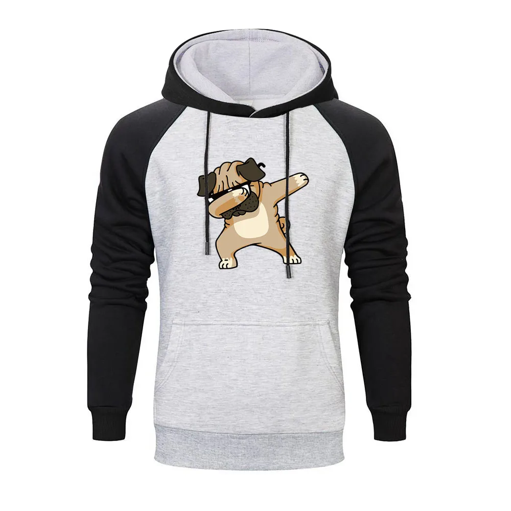 

Dabbing Pug Raglan Hoodies Men 2019 Hot Autumn Winter Animal Dog Printed Sweatshirt Harajuku Fleece Hooded Hip Hop Streetwear