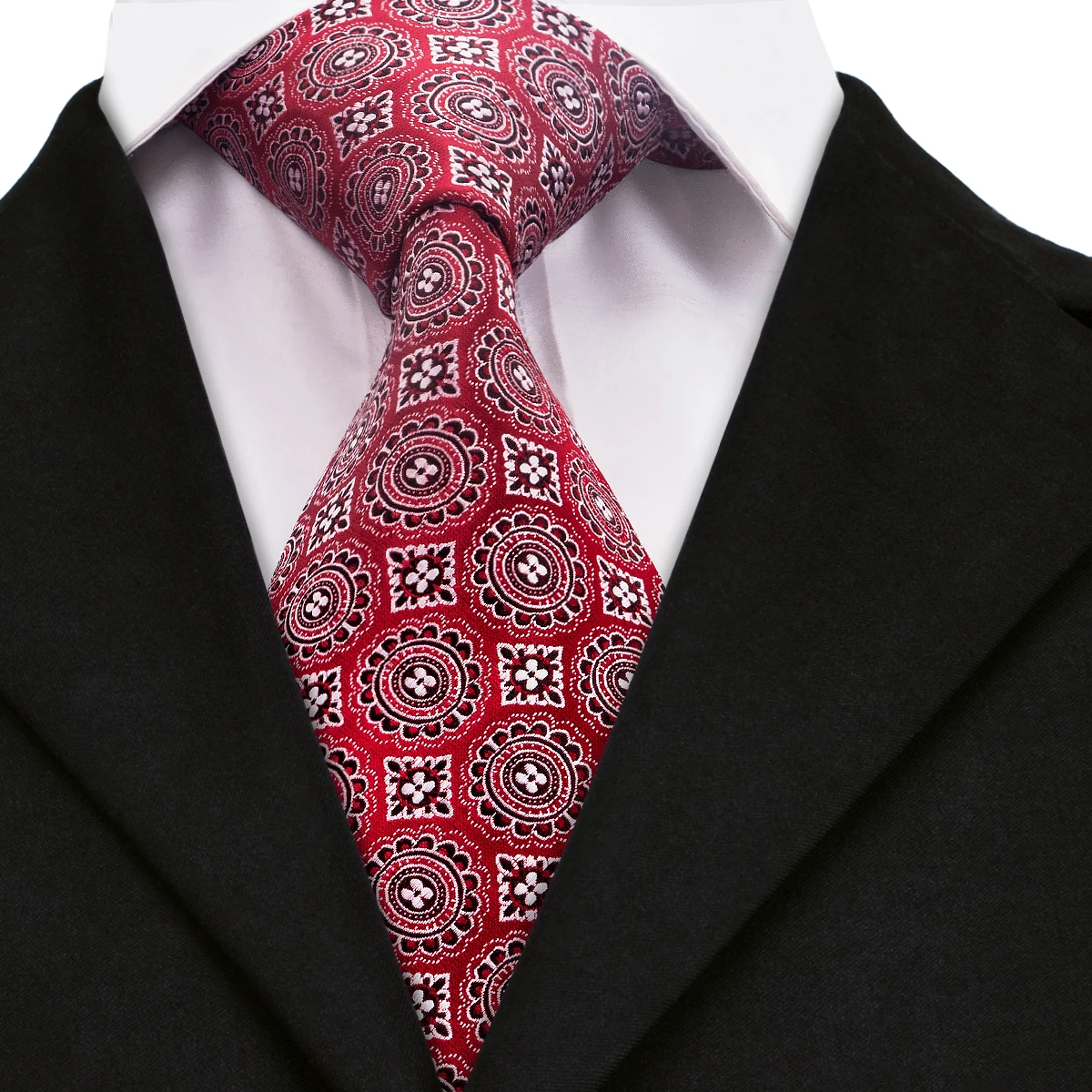 Buy Hi Tie Red Luxury Floral Jacquare Woven Mens Ties
