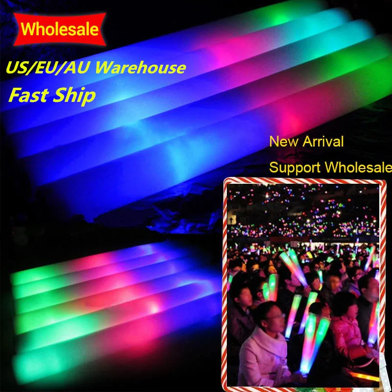 

100Pcs/Lot LED Foam Stick Colorful Glow Stick Fluorescent Glow Rally Rave Cheer Tube Baton Wands Party Festival Light Stick