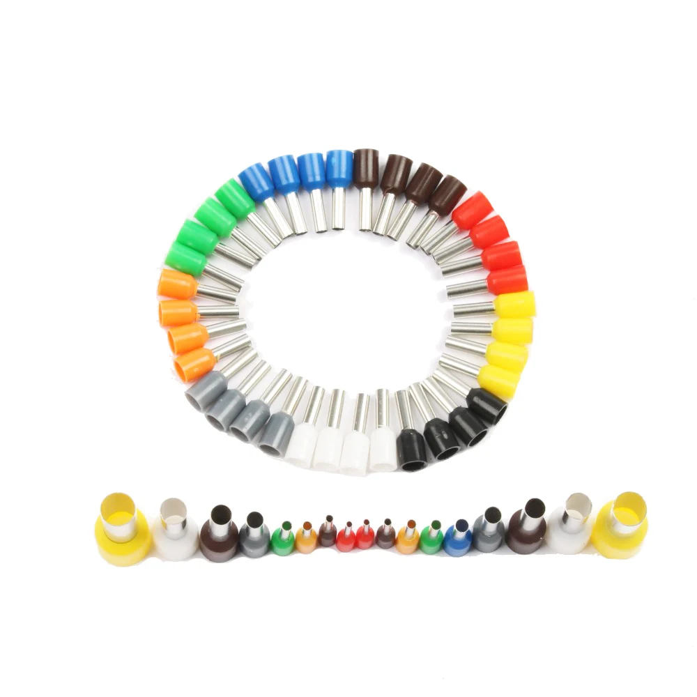 

100pcs/Pack E0508 E7508 E1008 E1508 E2508 E4009 Insulated Ferrule Terminal Block Cord Wire Connector Electrical Crimp Terminator