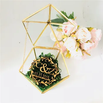 

Personalised Wedding Glass Box Wedding Ring Holder Custom Glass Box with Wood Tag Wedding Gift Box Holder Supplies
