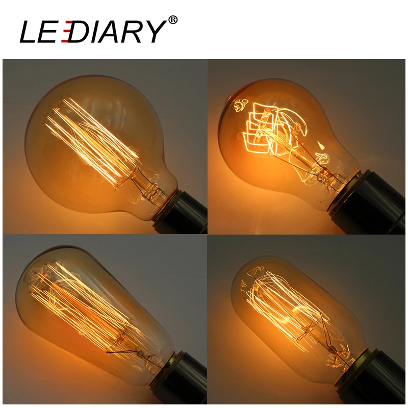 LEDIARY de filamento de carbono E27, A60, A19, ST64, T45, G95, Vintage, ámbar, 40W, 110V/220V, Bombilla incandescente|carbon filament bulbcarbon filament - AliExpress