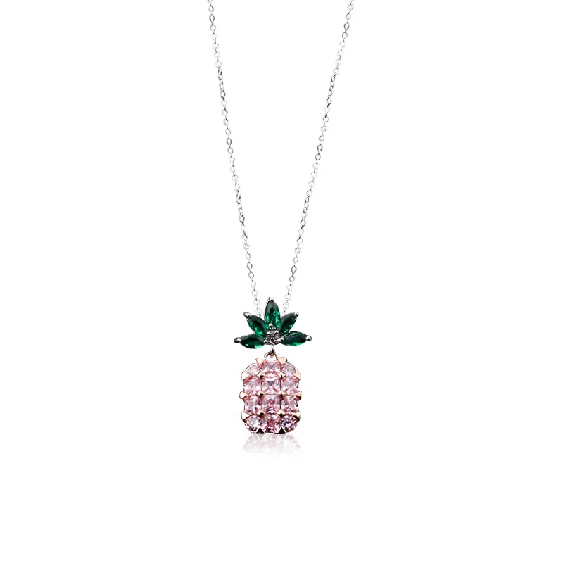 New Cute Small Pineapple Pendant Necklaces For Women Silver Color Chain Necklace Korea Style Jewelry Christmas Gift Bijoux Femme | Украшения