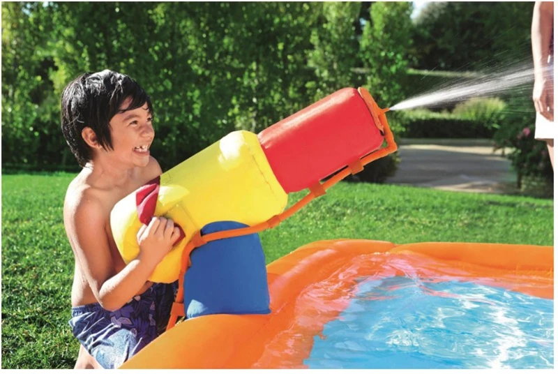 3-5 Дети Лето вода Забавный сад семья спрей воды надувной аквапарк горка с пулеметом воды