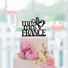 Персонализированные музыкальный стиль Свадебный торт Топпер Mr and Mrs Торт Топперы черная акриловая деревенская свадьба, дерево Топпер на заказ